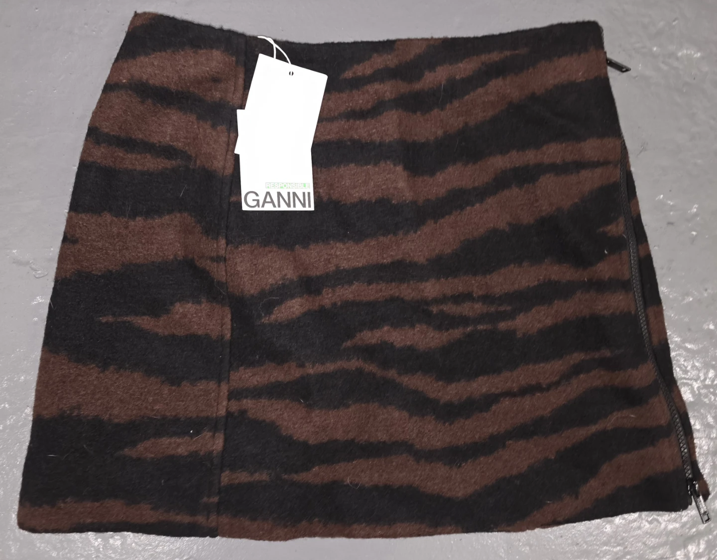 Ganni Brown Zebra Print Mini Skirt