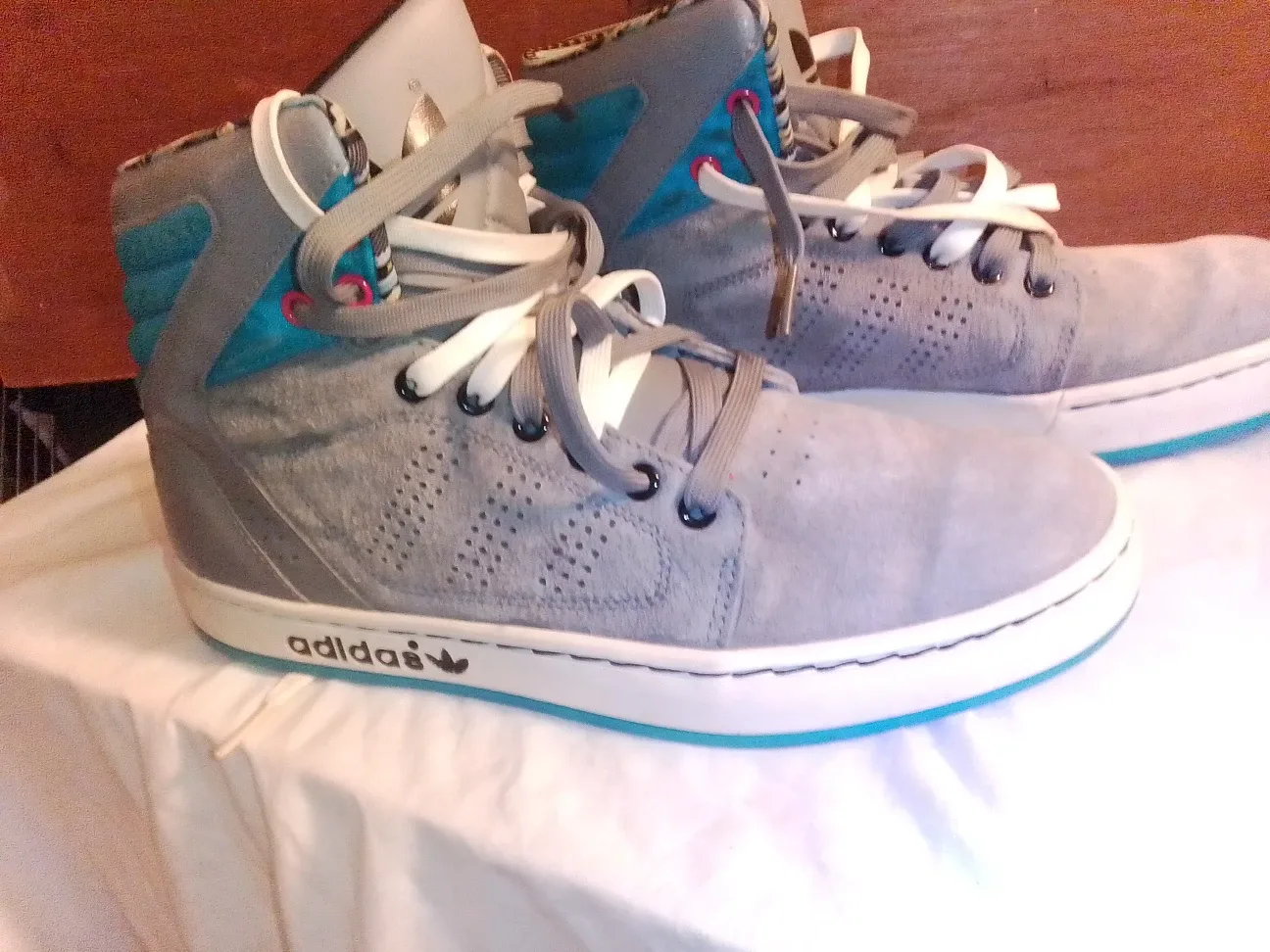 Adidas High Top Sneakers - Gray & Blue