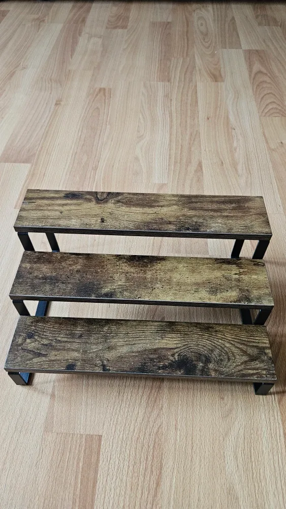 3-Tier Display Shelf - Wood & Metal image indicator(2)