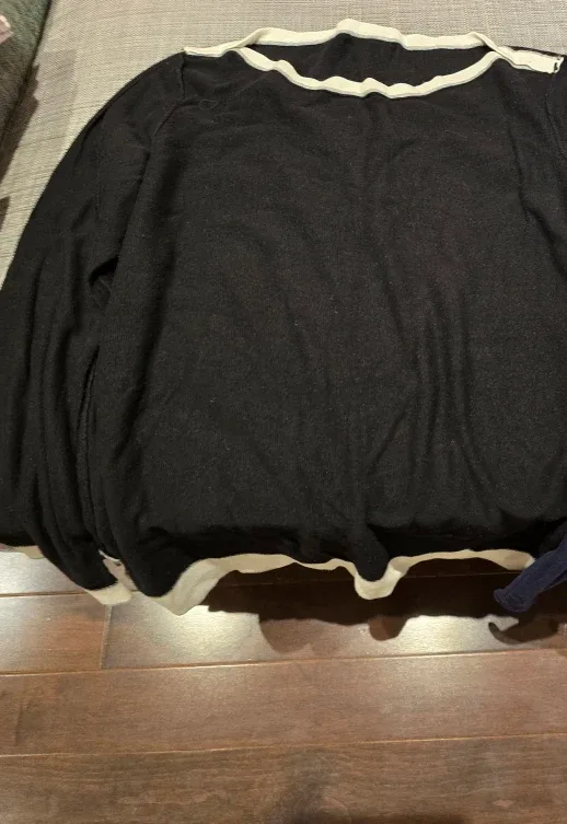 Black & Cream Trim Sweater