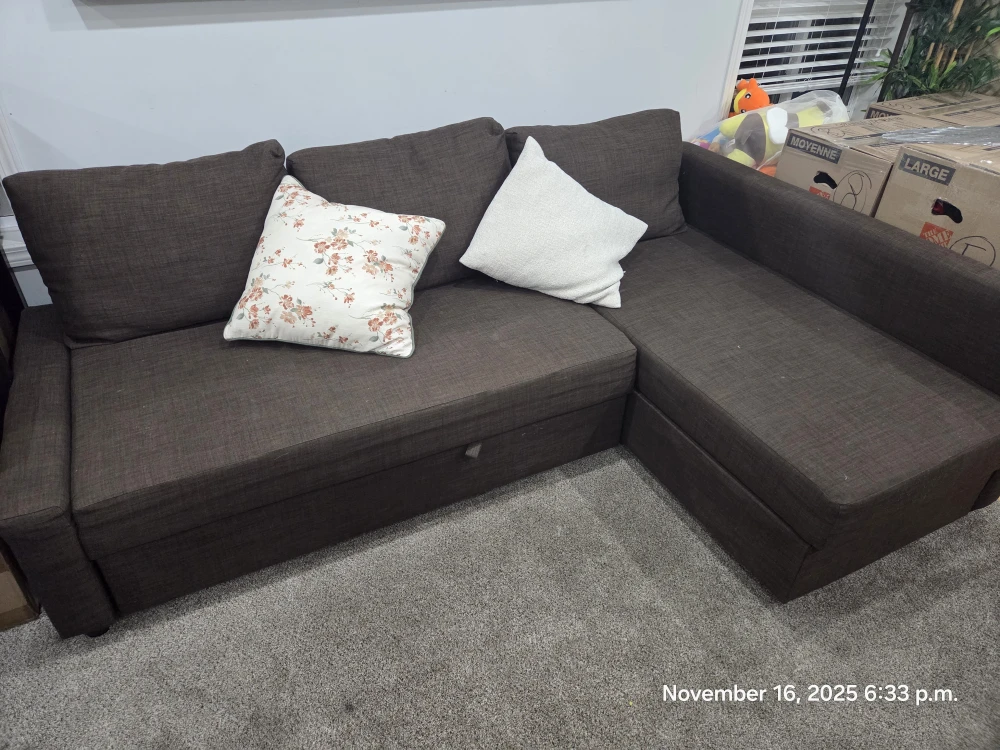Brown Sectional Sofa with Storage