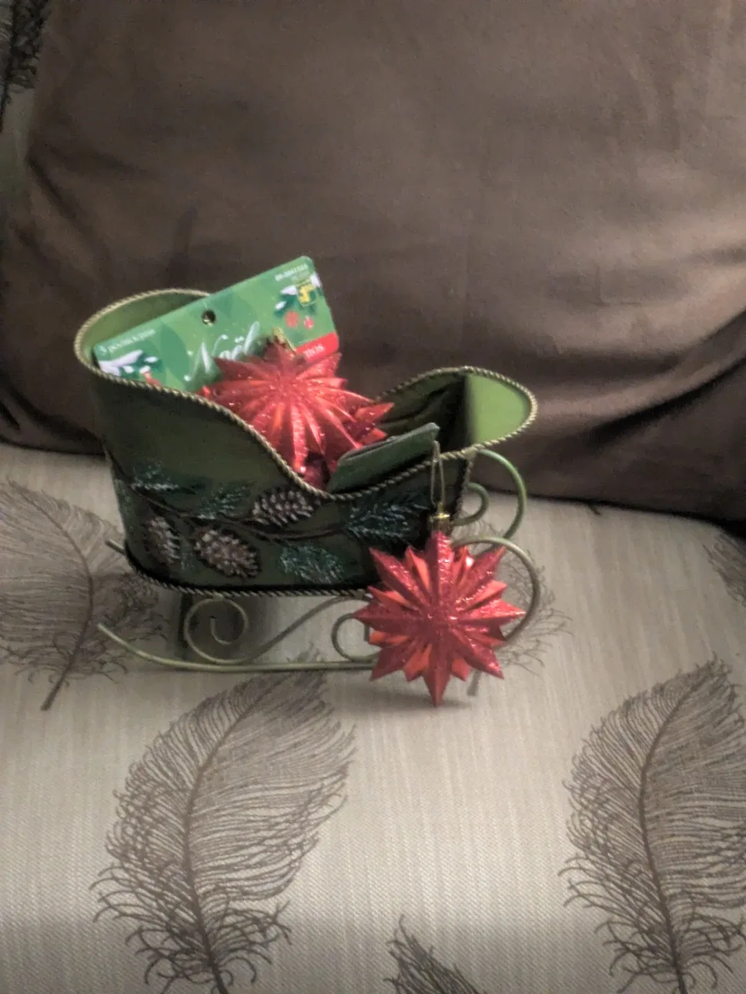 Christmas Sleigh Decoration with Ornaments