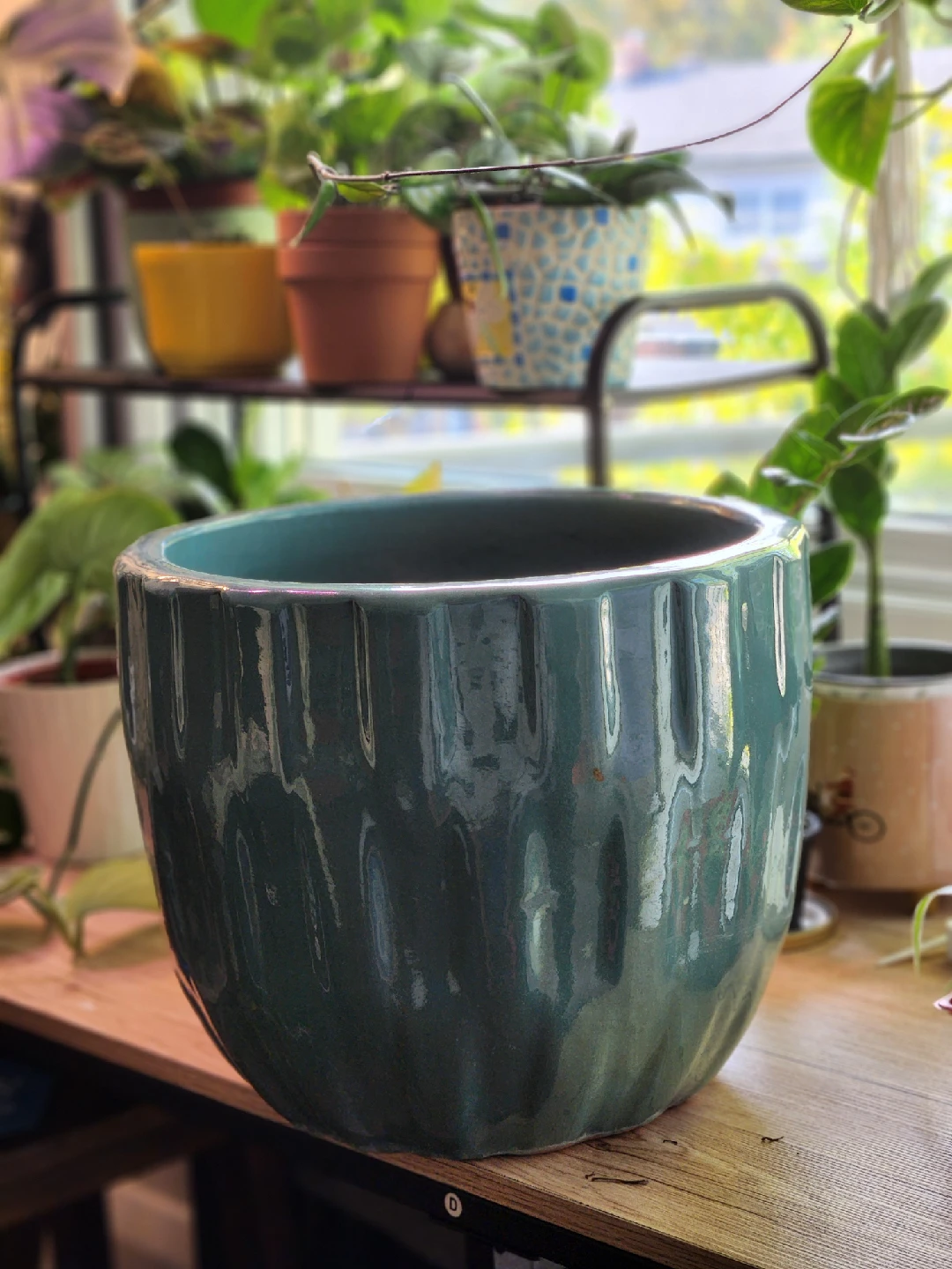 Large Teal Ceramic Plant Pot - photo 4