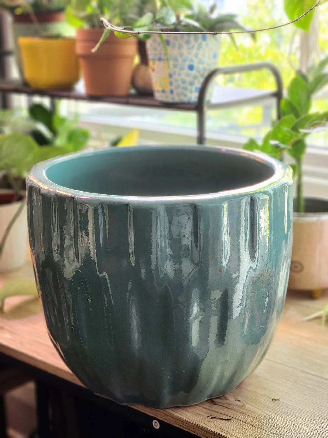 Large Teal Ceramic Plant Pot - photo 5