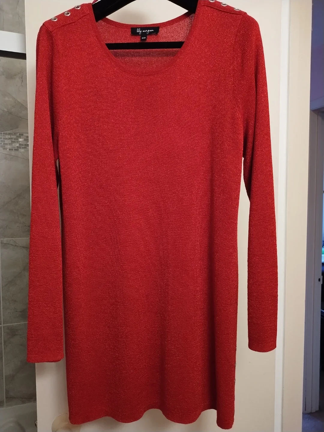 🥕Lily Morgan Red Metallic Top - Size M/M image indicator(3)