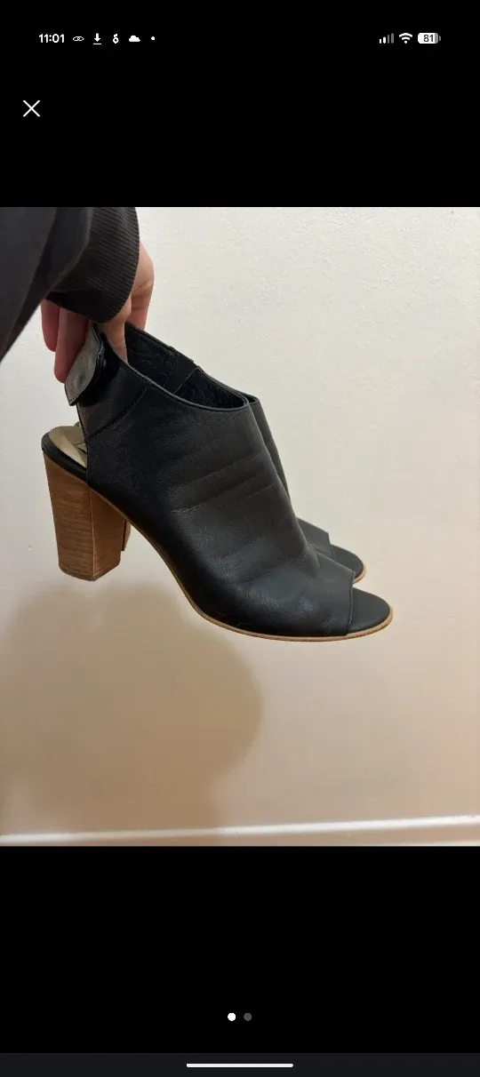 Steve Madden Black Leather Heels ladies 8/8.5