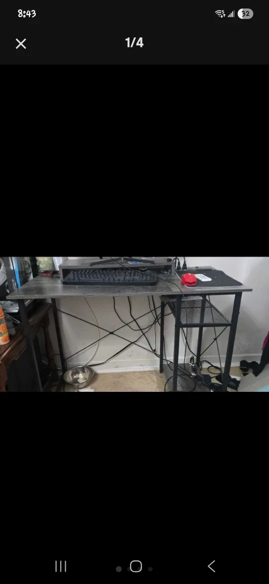 Grey Wooden Desk with Power Outlets image indicator(2)