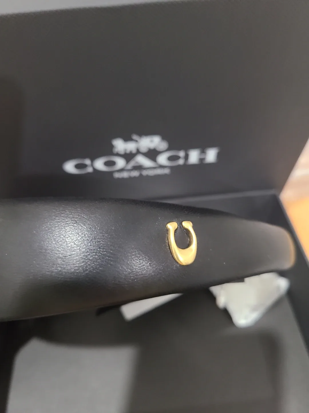 Coach Black Leather Headband - New with Box image indicator(6)