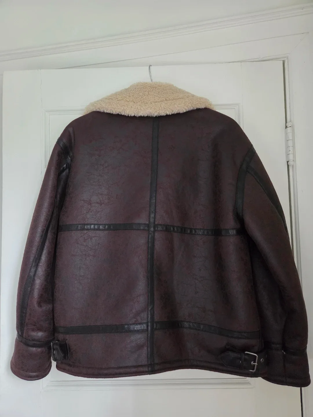 BDG Urban Outfitters Brown Faux Leather Shearling Aviator Coat image indicator(4)