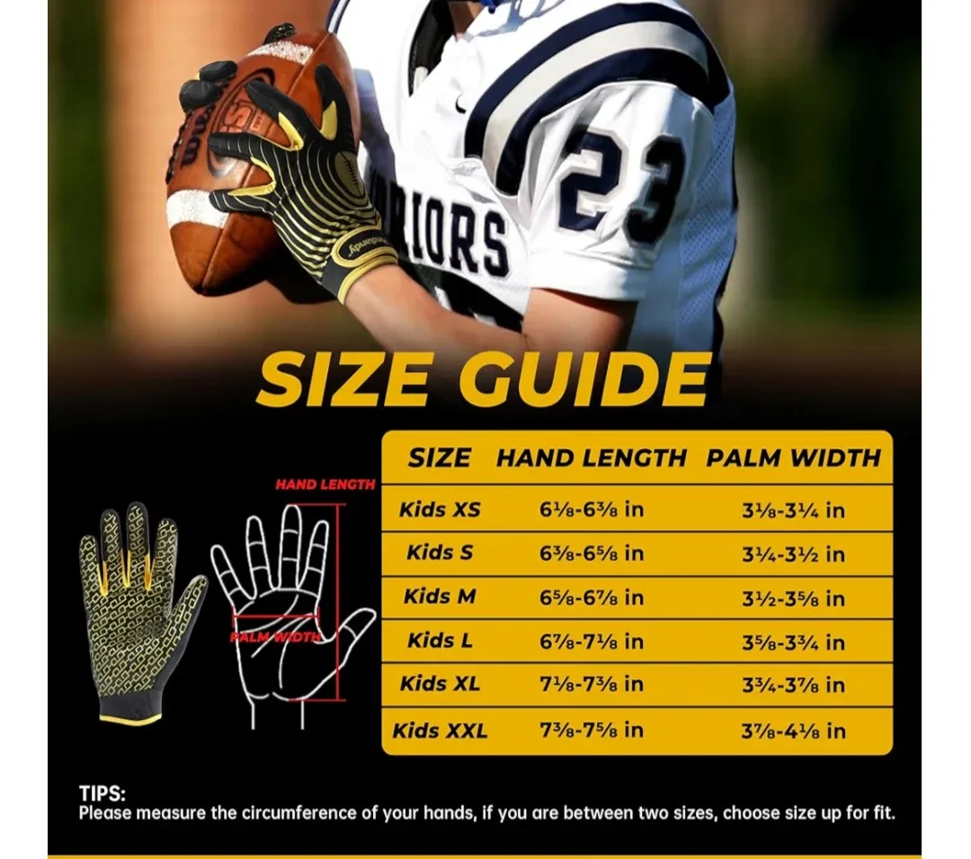 Handlandy Youth Football Receiver Gloves, Size M image indicator(5)