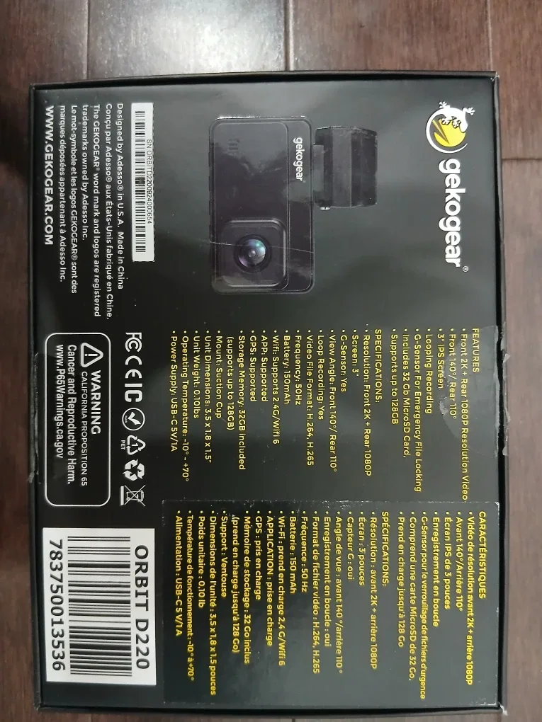 GekoGear Orbit D220 2K Dash Cam - New in Box! image indicator(4)