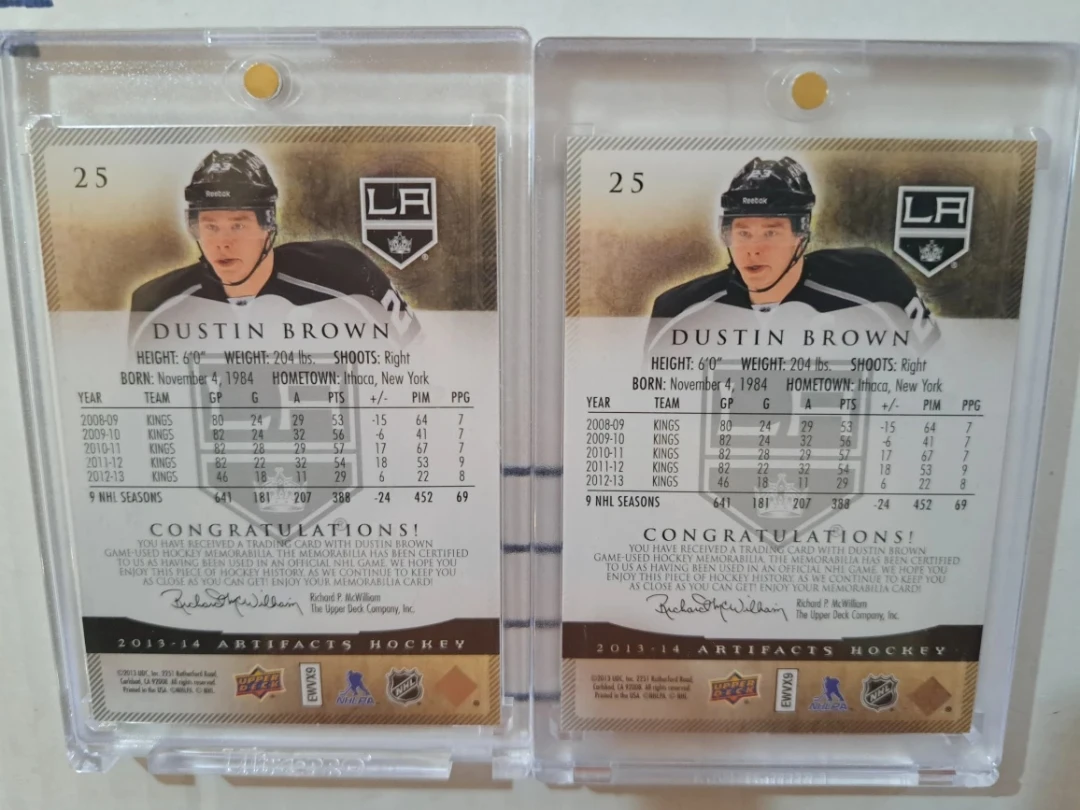 2013-14 Upper Deck artifacts. Dustin Brown, Emeralds/ game worn - photo 5