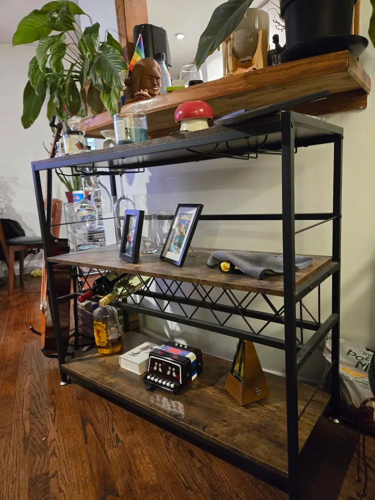 Rustic Brown & Black Metal Bar Cart