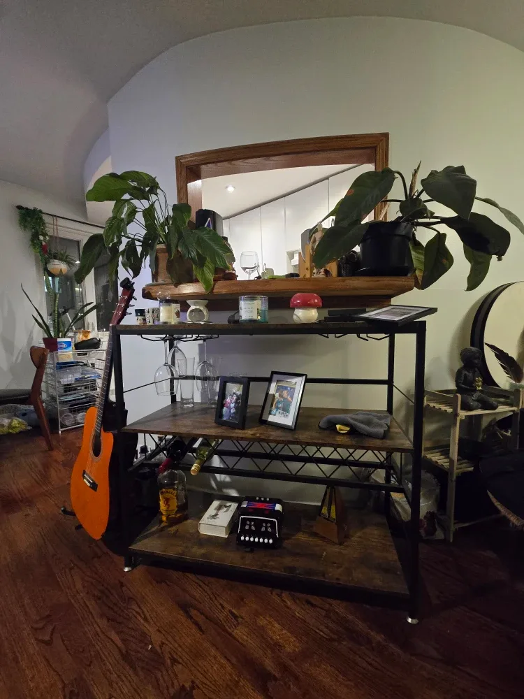 Rustic Brown & Black Metal Bar Cart image indicator(2)