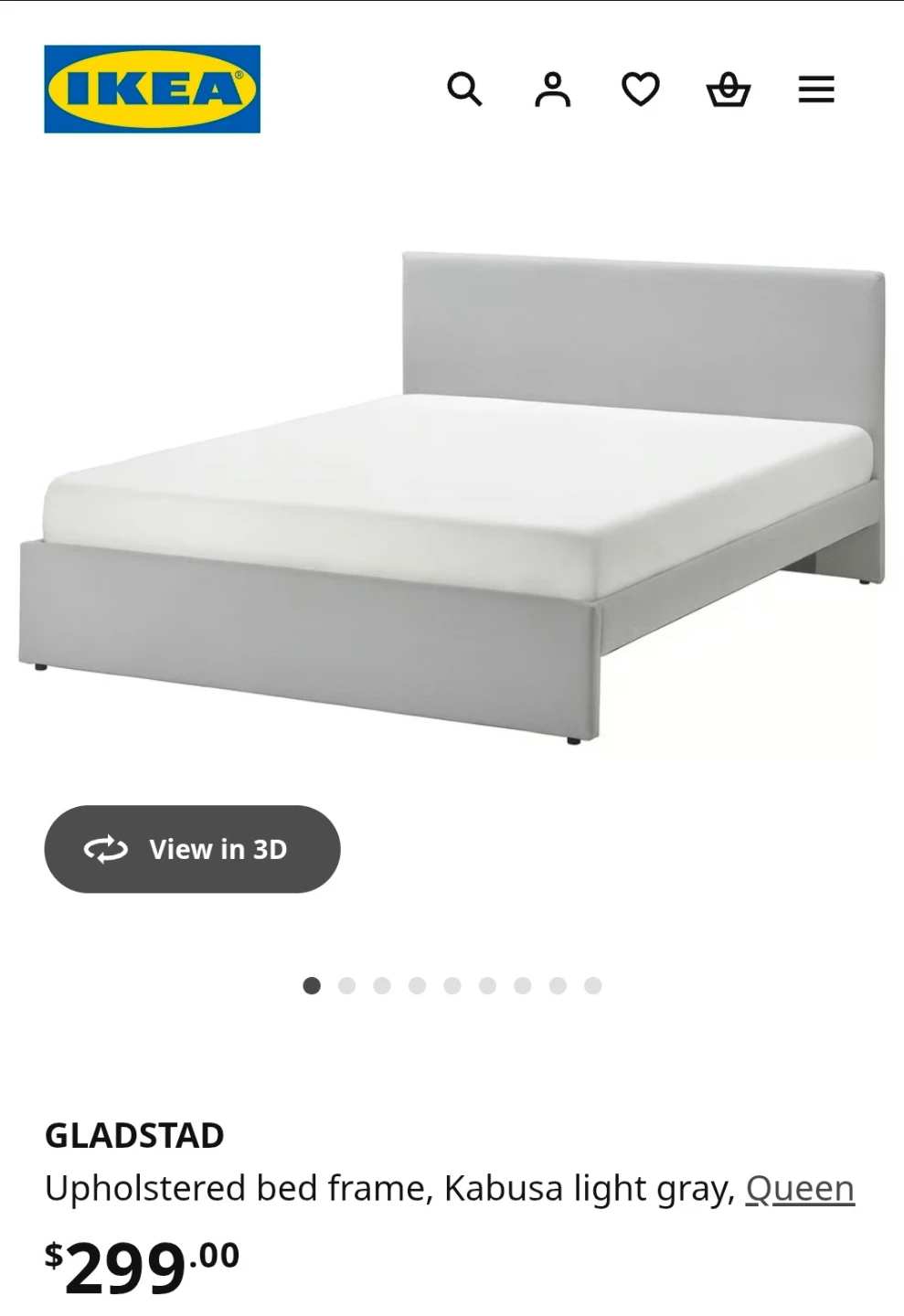 IKEA Gladstad Queen Bed Frame - Light Gray - photo 2