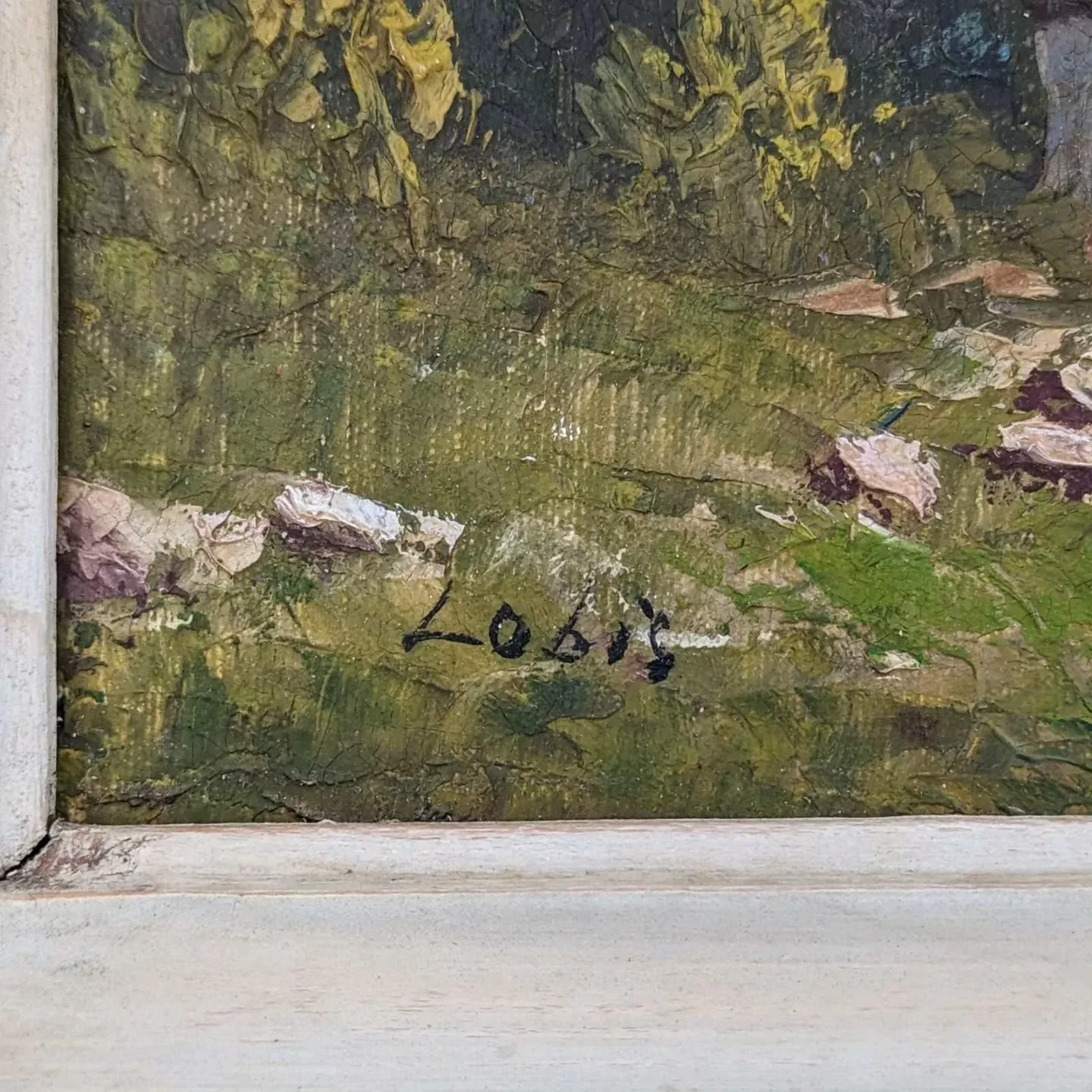 Antique Original Signed Oil Landscape Painting by J Lobis image indicator(2)