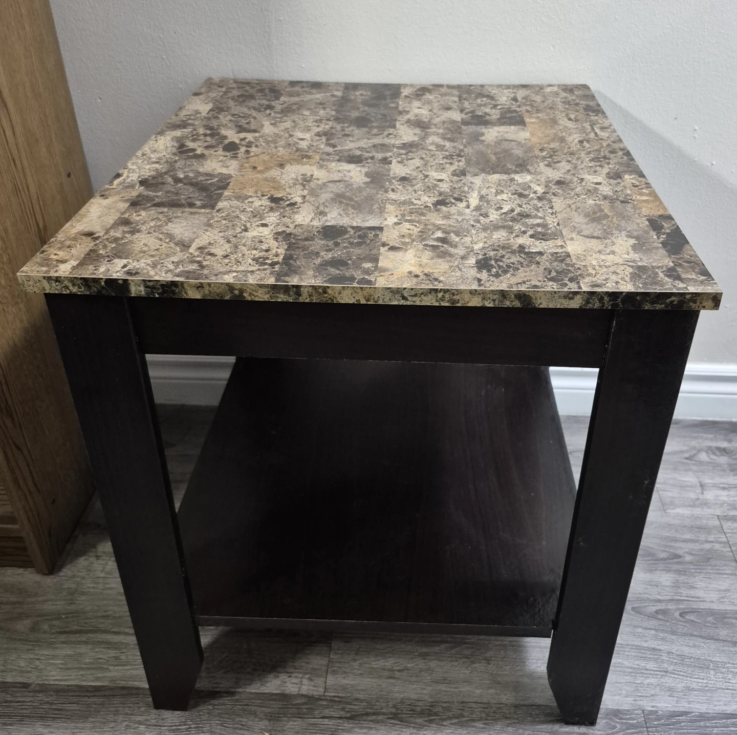 Side Table with Marble-look Top