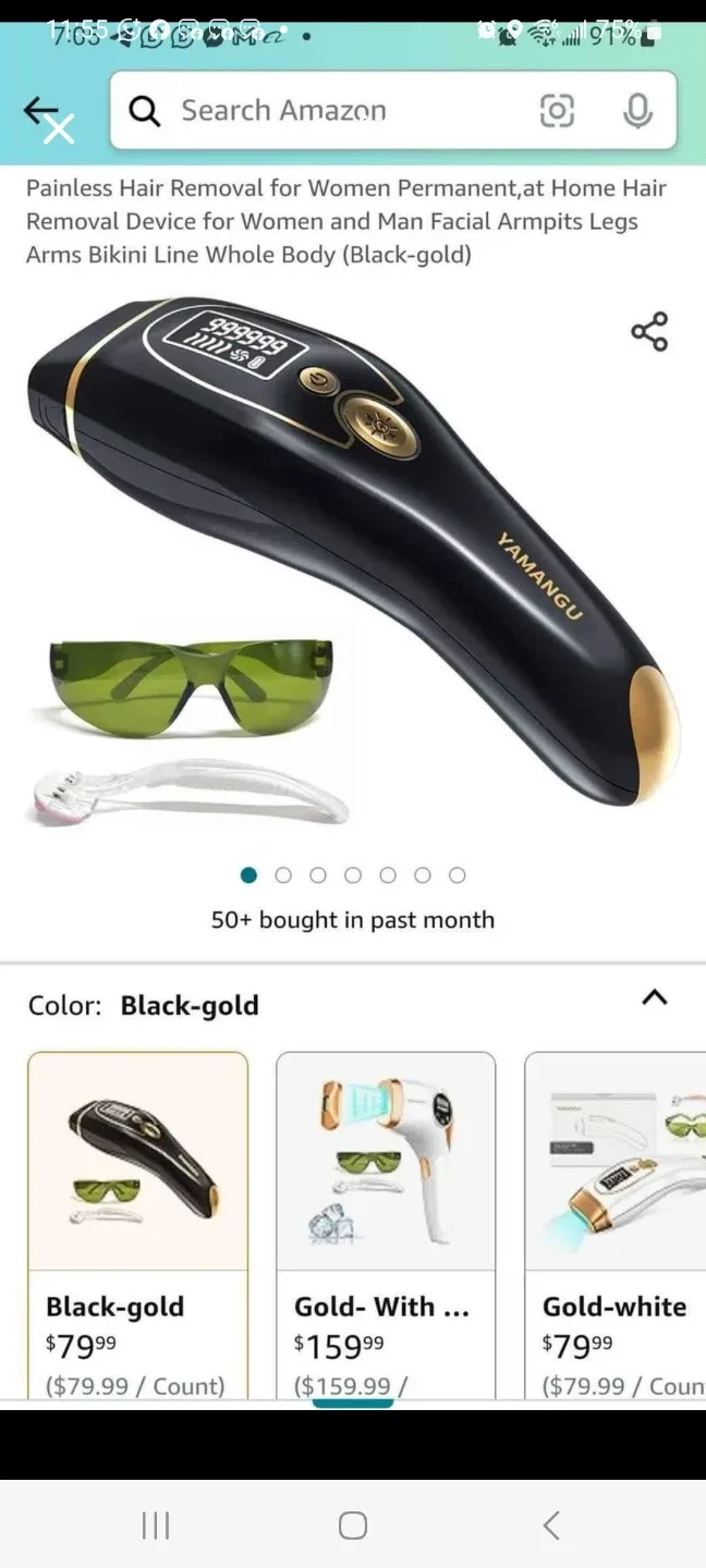 Yamangu Painless Hair Removal Device - Black & Gold