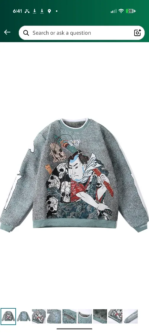 Samurai and Skull fleece lined oversized sweater (unisex)