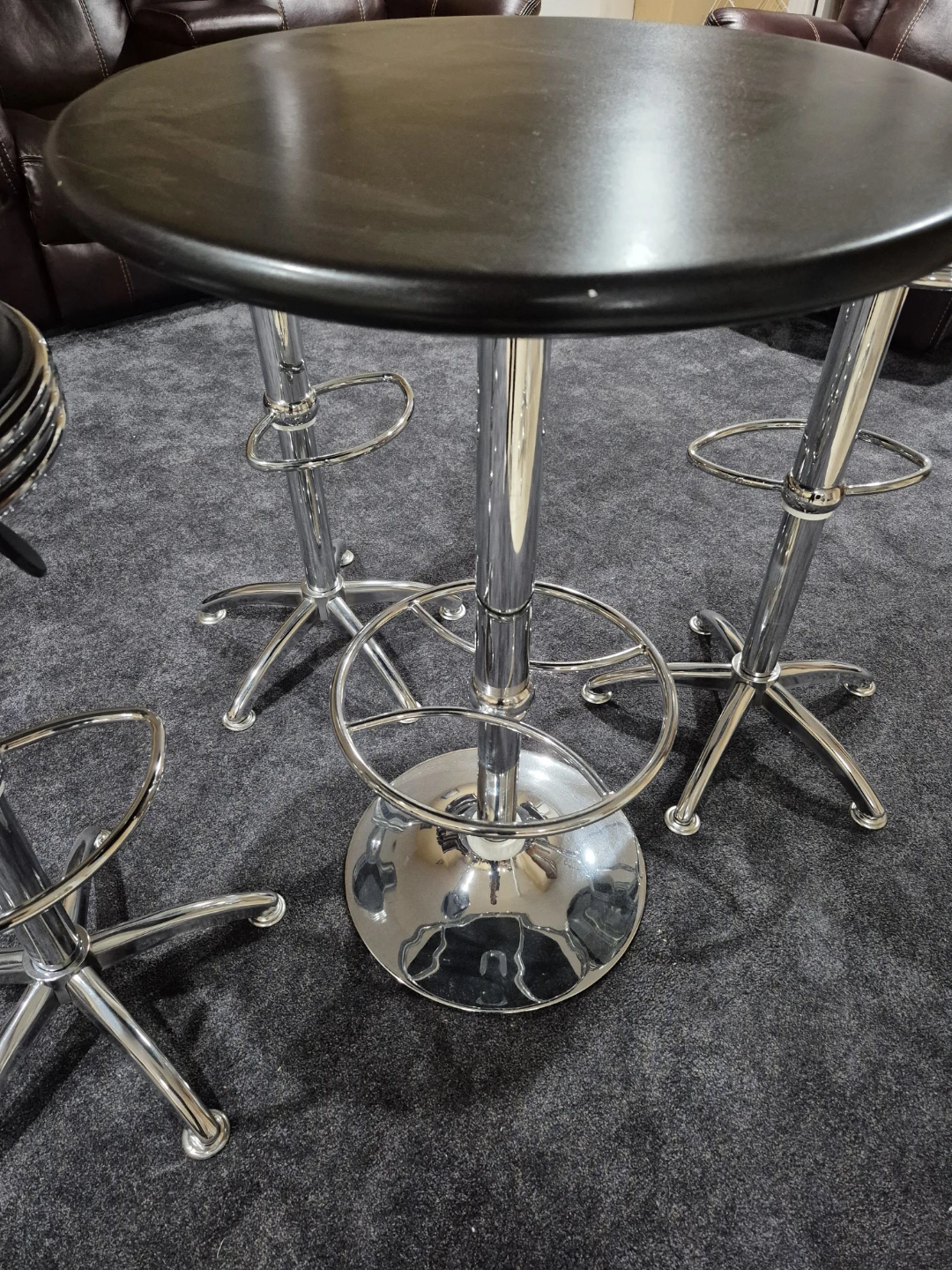 Retro Style Pub Table and 4 Stools - Black - photo 5