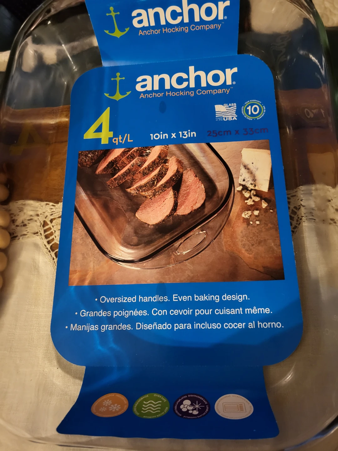 Anchor Hocking Glass Baking Dish, 4 qt, New