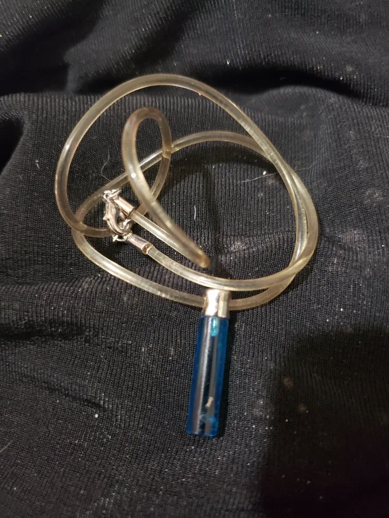 Blue Pendant Clear Tubing Necklace. Free!