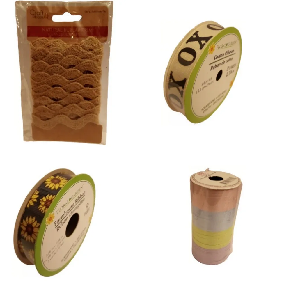 Craft Decor Natural Burlap Trim & Floral Garden Ribbon thumbnail