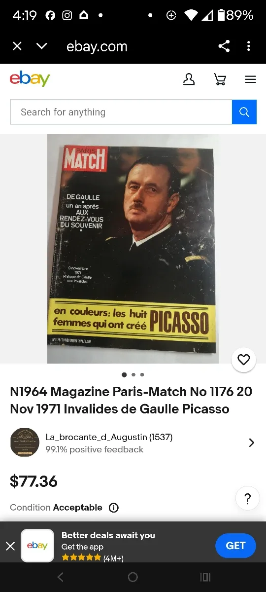 Paris-Match Magazine No 1176, Nov 20 1971