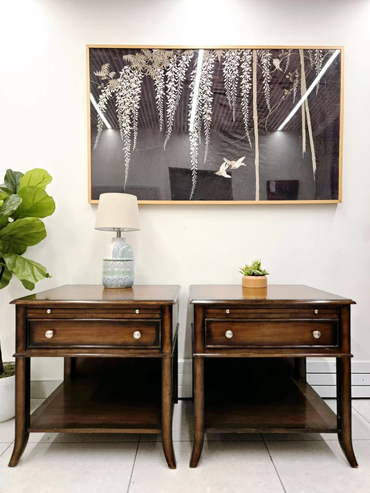 Pair Of Solid Walnut Nightstands With Single Drawer - photo 3