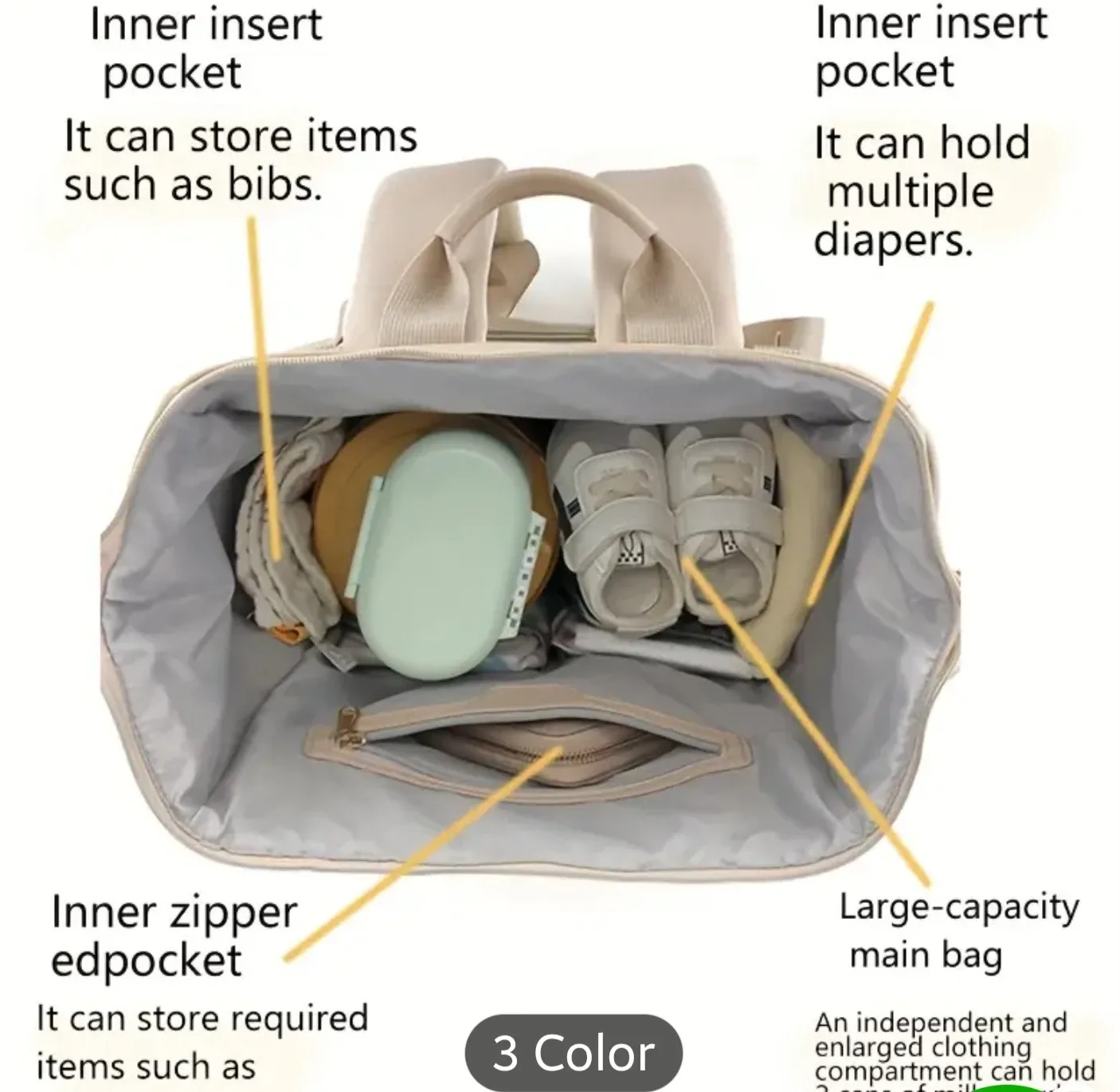 Light Brown Diaper Bag Backpack image indicator(4)
