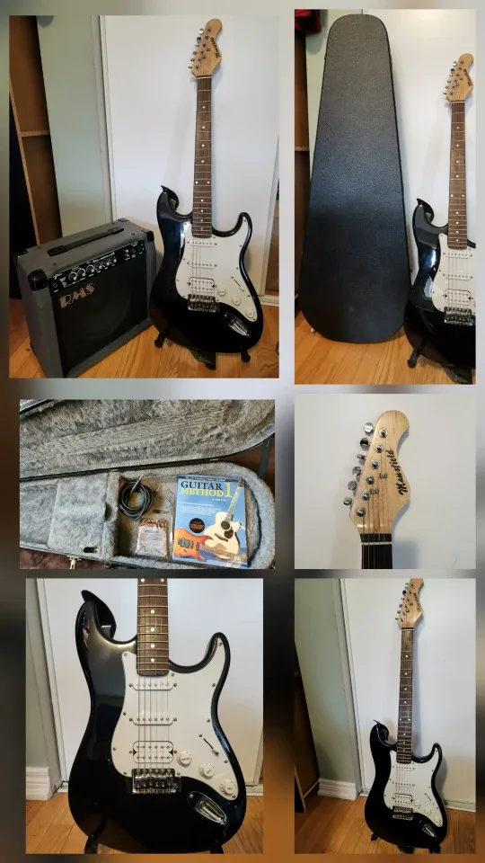 Mansfield Electric Guitar with Case & Amp