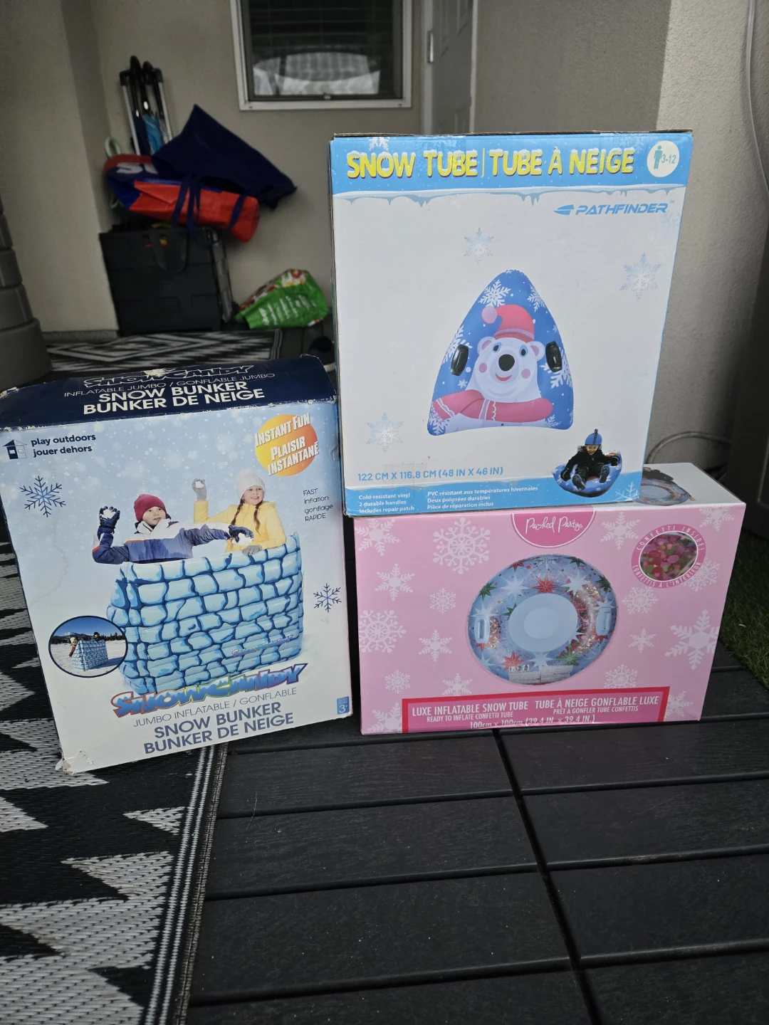 3 inflatable snow tube bunker set