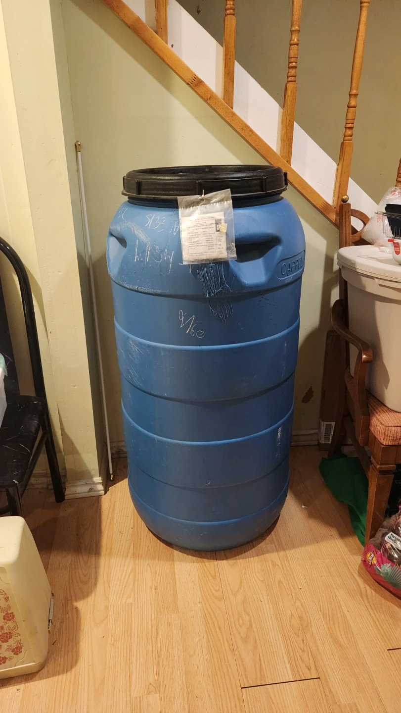 Blue Plastic Barrel