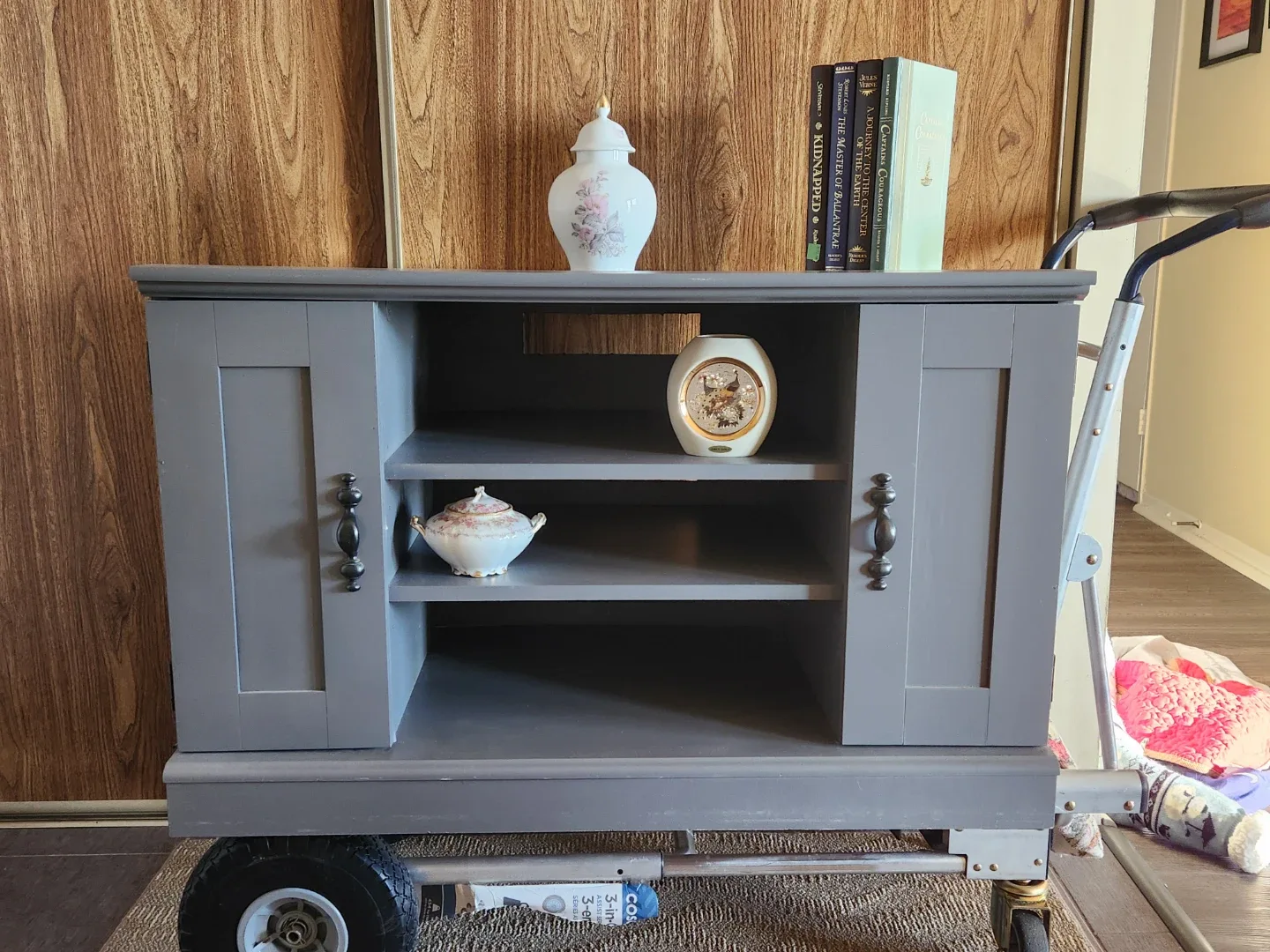 Grey Multi-Purpose shelf / TV Stand with Storage image indicator(3)