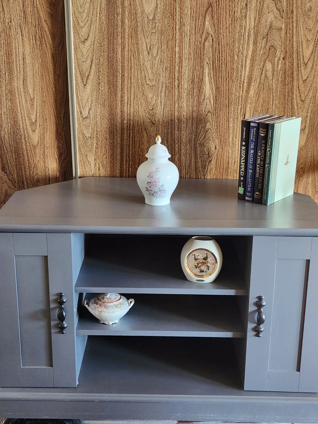 Grey Multi-Purpose shelf / TV Stand with Storage image indicator(4)