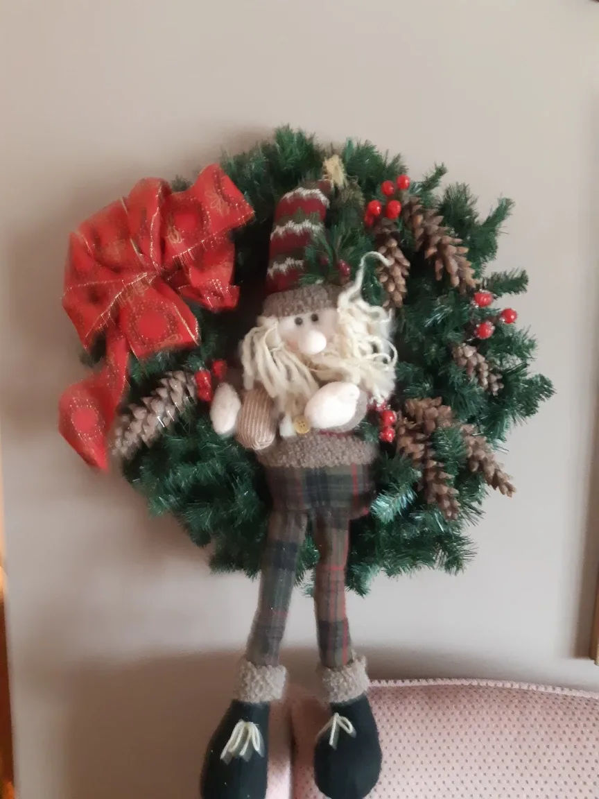 Christmas Wreath with Elf Decoration