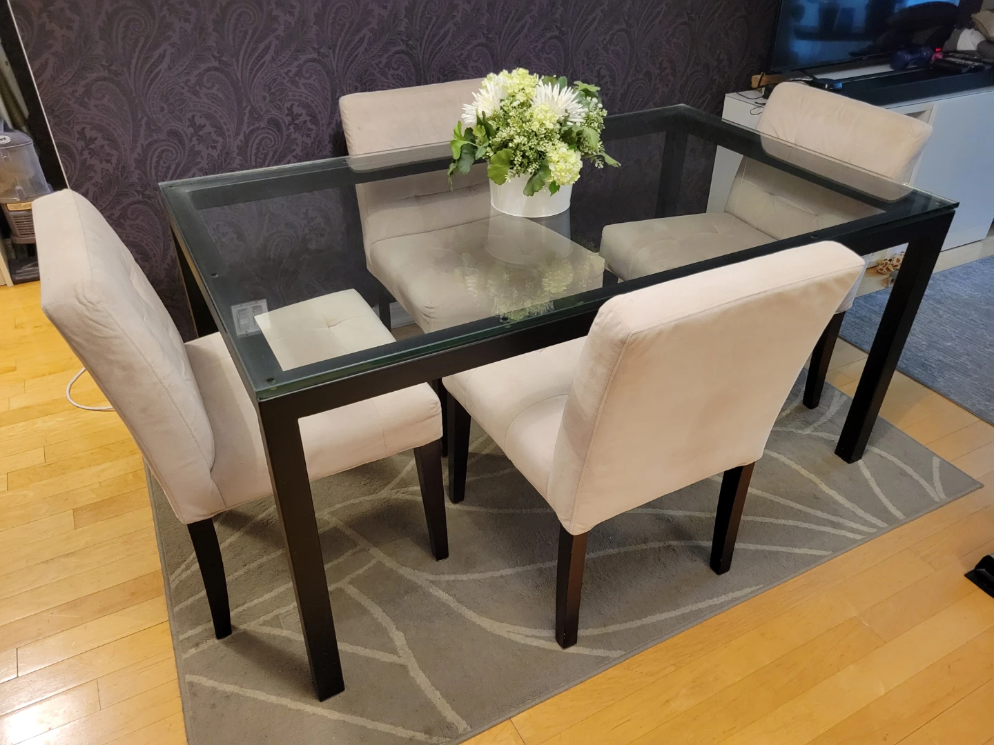 Glass Dining Table with 4 Chairs - photo 3