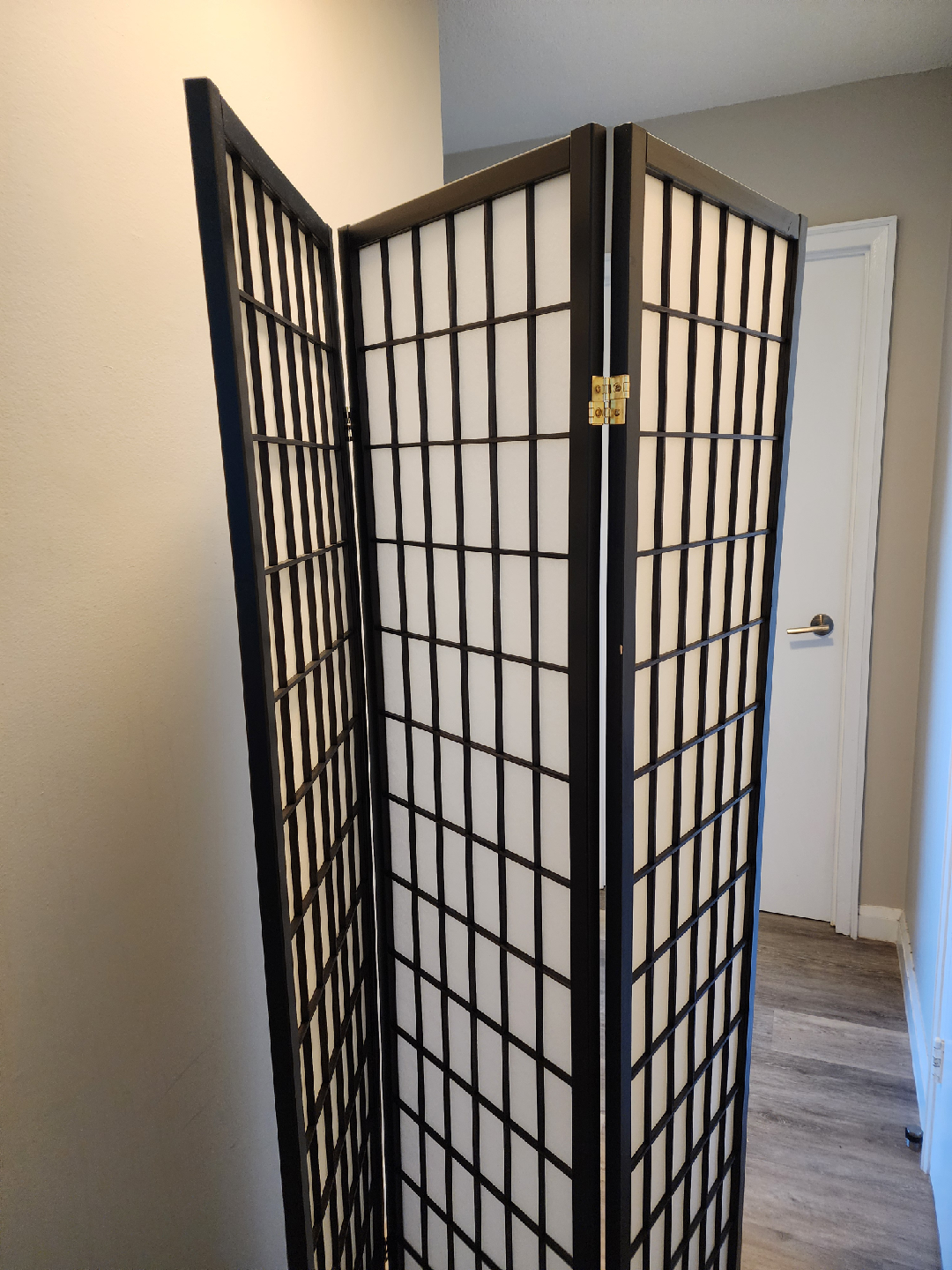3 Panel Room Divider Screen - Black Frame - photo 4