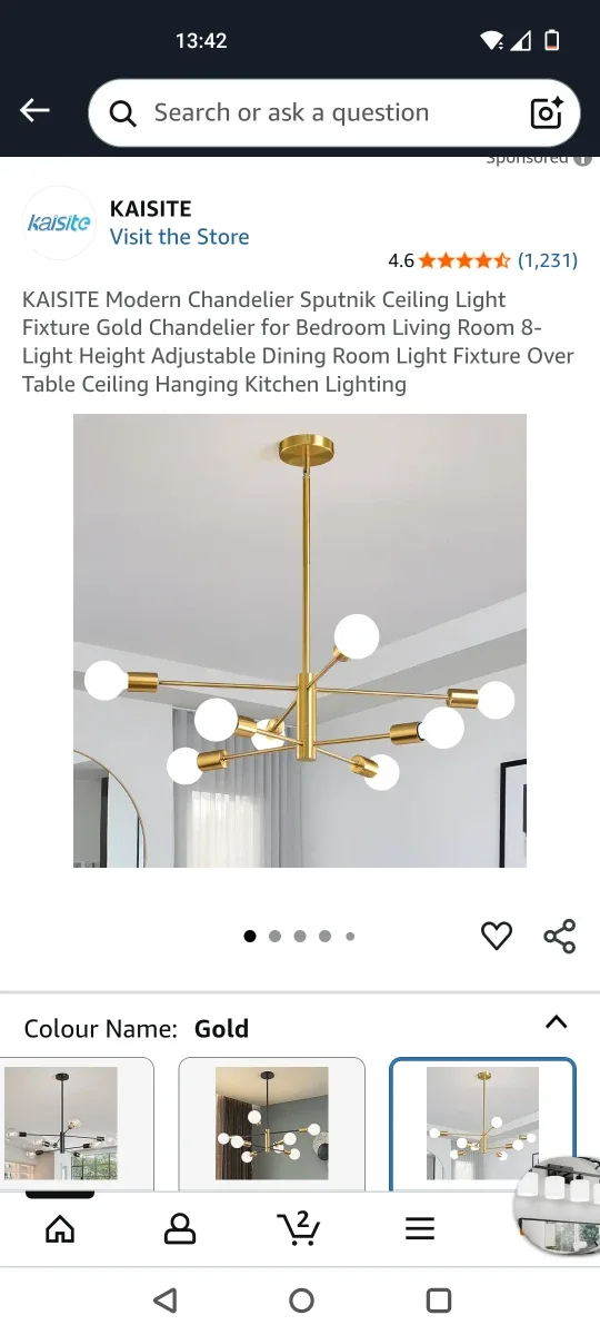 KAISITE Modern Gold Sputnik Chandelier