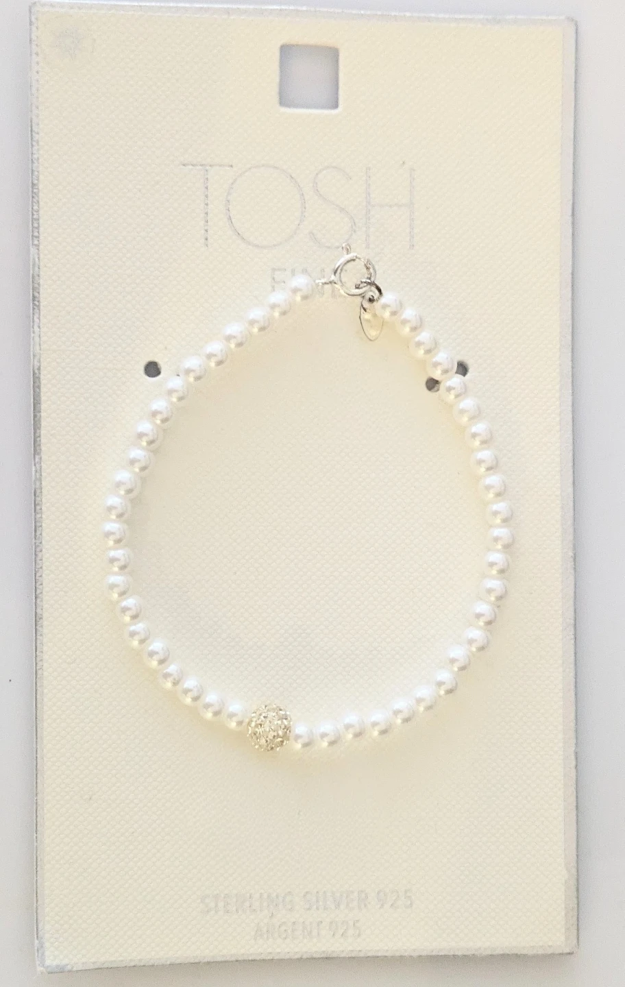 Brand New Tosh Sterling Silver 925 Pearl Bracelet