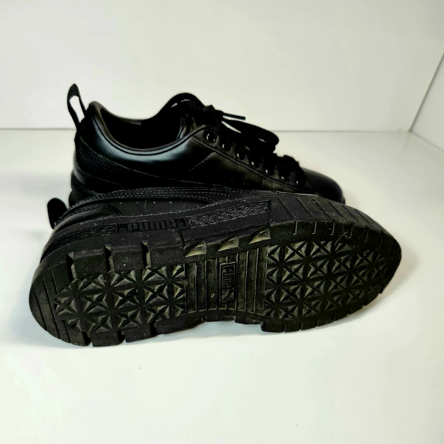 Puma Mayze Leather Platform Sneakers - Black, US 7 - photo 2
