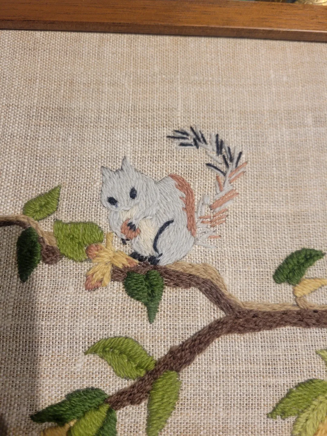 Crewel Embroidered Woodland Picture.Baby. nursery.art image indicator(8)