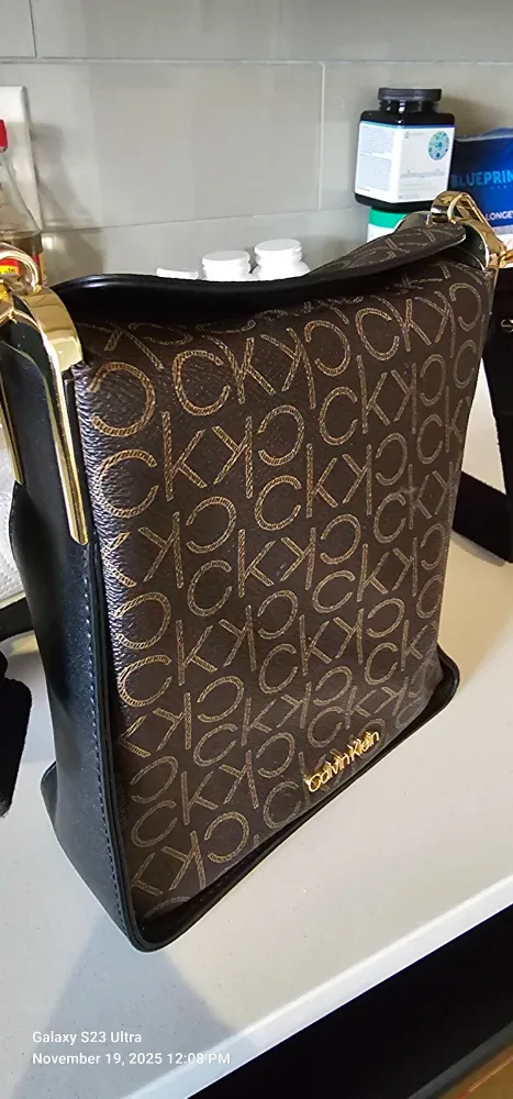 Calvin Klein Brown Patterned Shoulder Bag