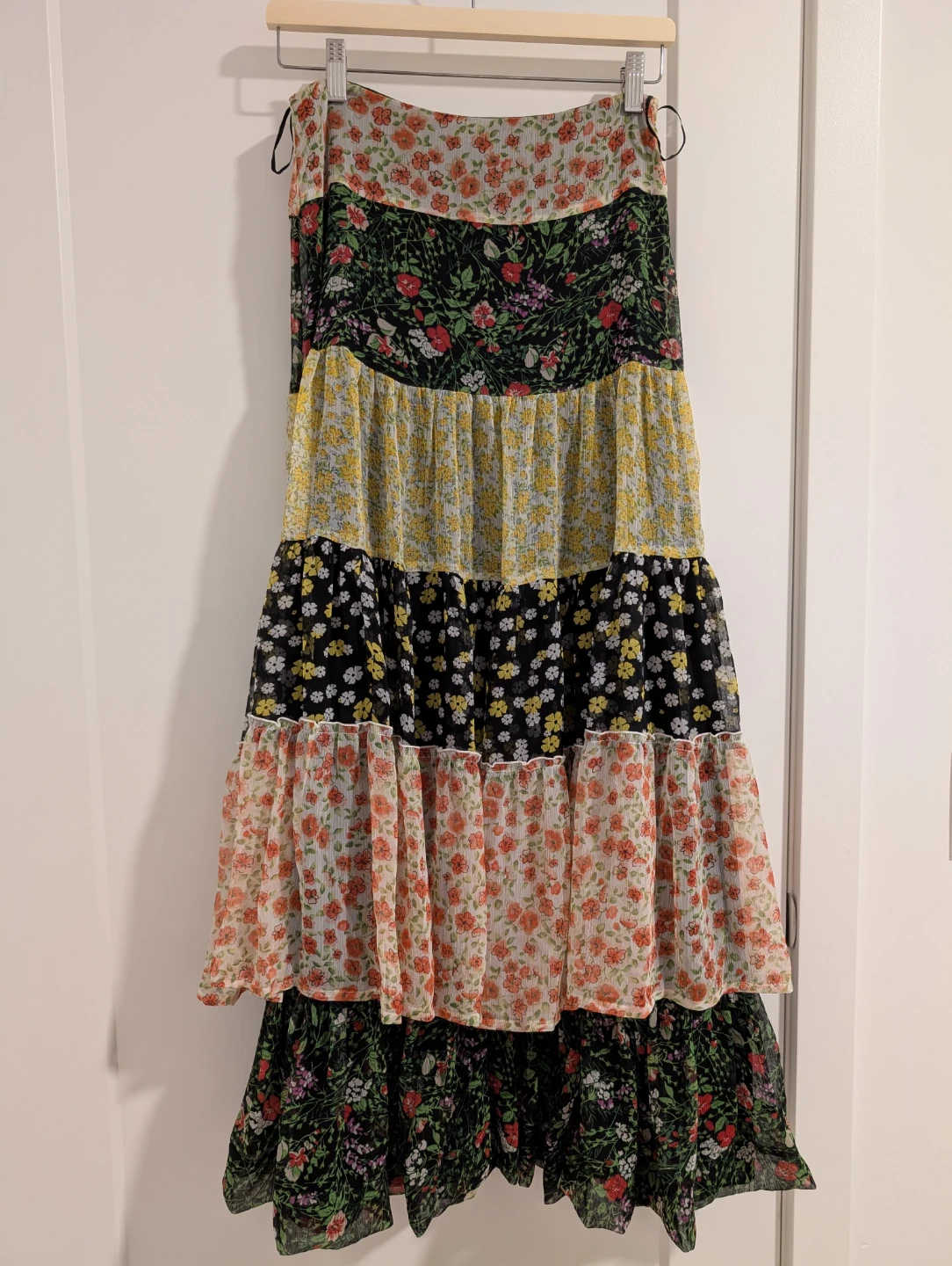 MNG Casual Sportswear Floral Tiered Maxi Skirt - Size 2