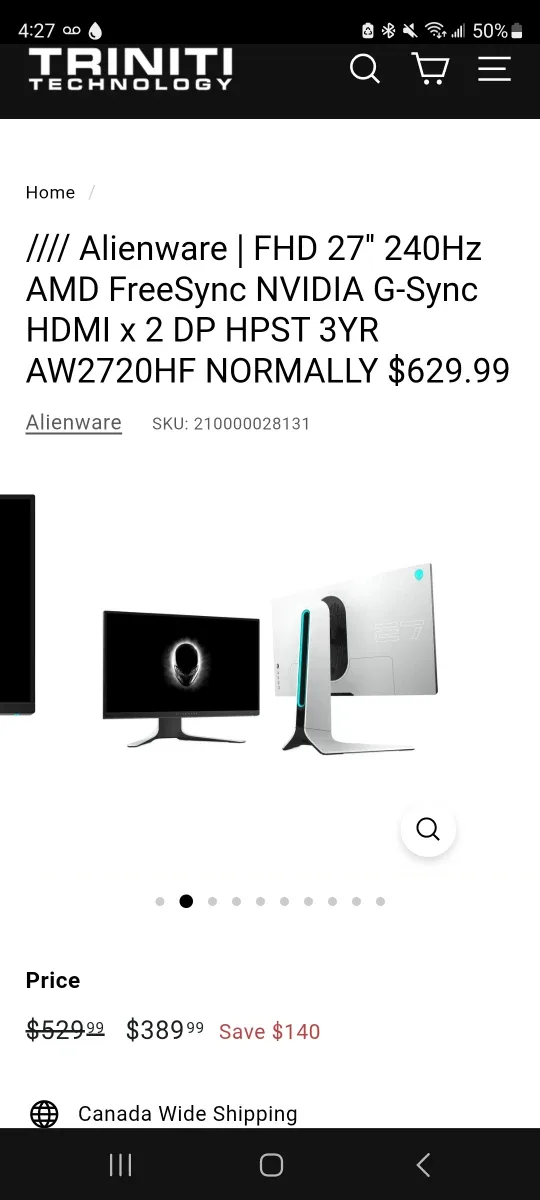 Alienware AW2720HF 27" FHD 240Hz Gaming Monitor image indicator(2)