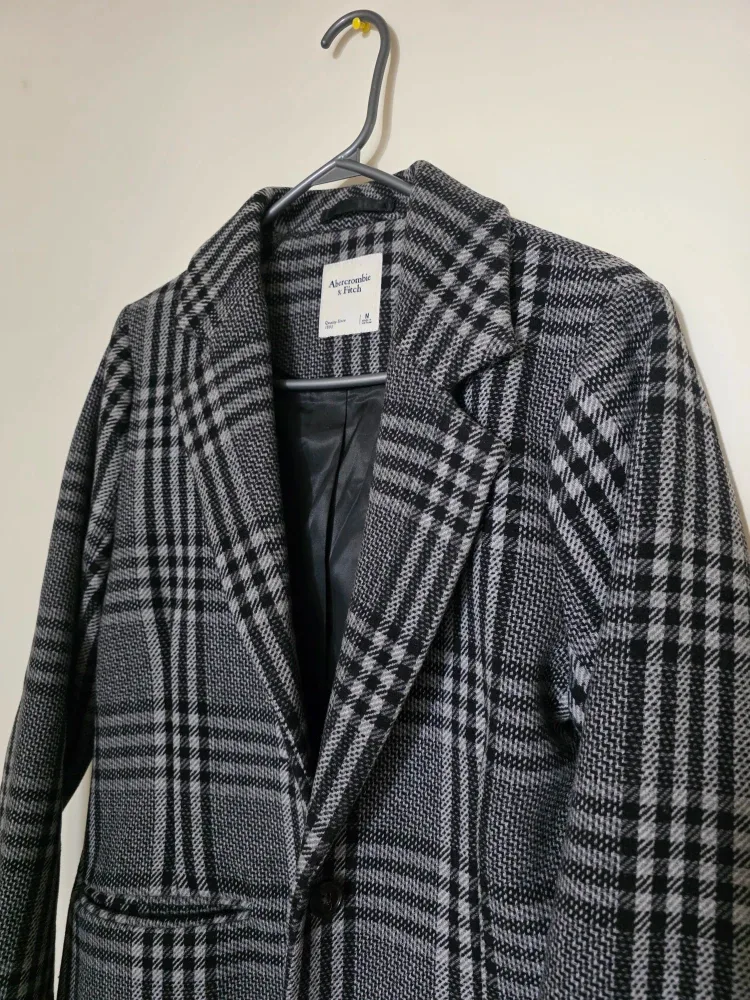 Abercrombie & Fitch Wool Blend Plaid Coat image indicator(2)