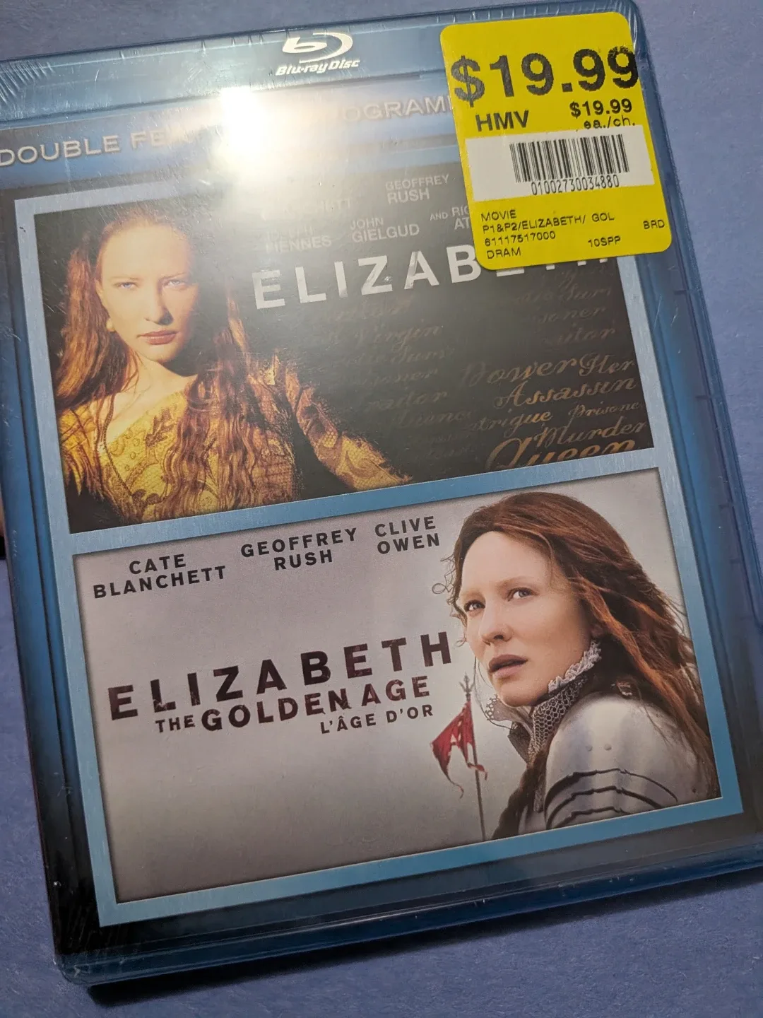 Two dvd blu- ray movie set, double feature Elizabeth sealed pkg image indicator(2)