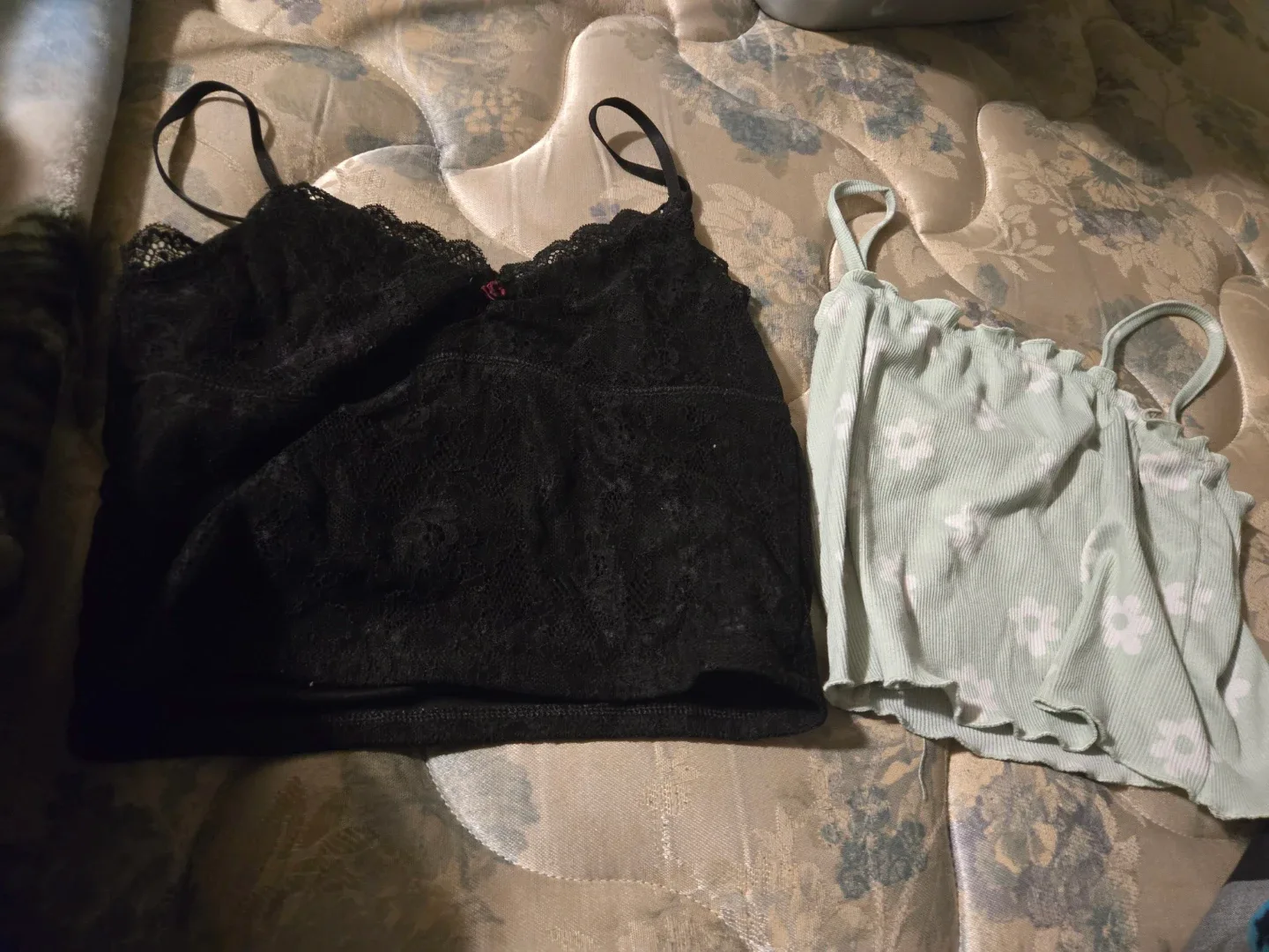 Two Cute Tank Tops - Black Lace & Floral
