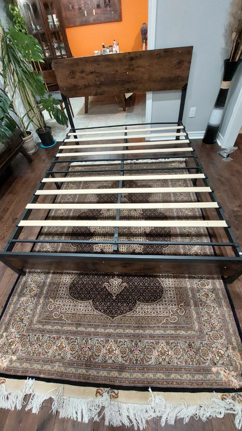 Queen Bed Frame with Headboard - Brown & Black - photo 5