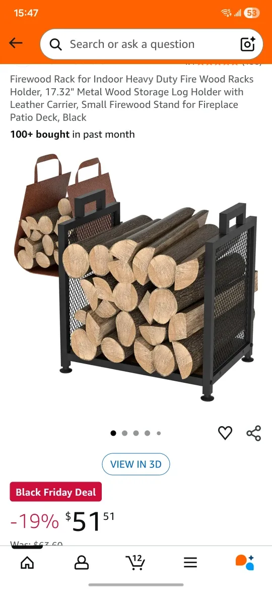 Firewood Rack Indoor Heavy Duty Holder (missing rubber belt)